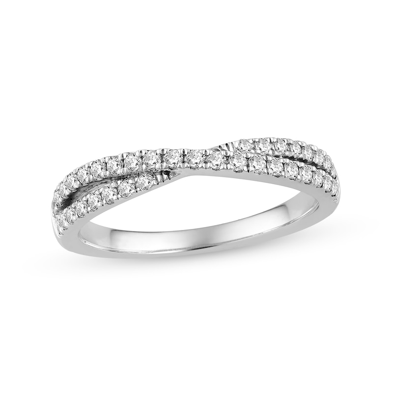 0.37 CT. T.W. Diamond Crossover Anniversary Band in 14K White Gold