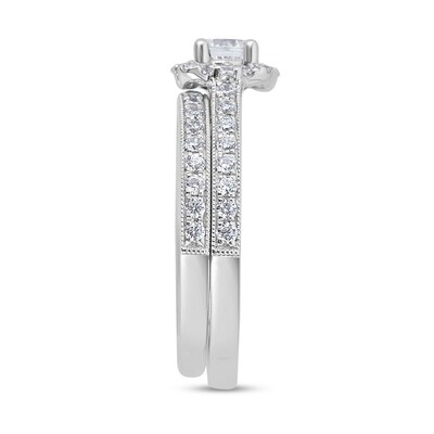0.97 CT. T.W. Diamond Scallop Edge Frame Bridal Set in 14K White Gold