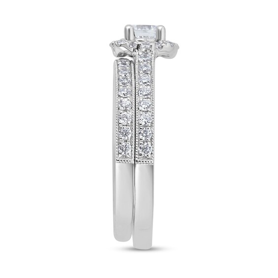 0.97 CT. T.W. Diamond Scallop Edge Frame Bridal Set in 14K White Gold
