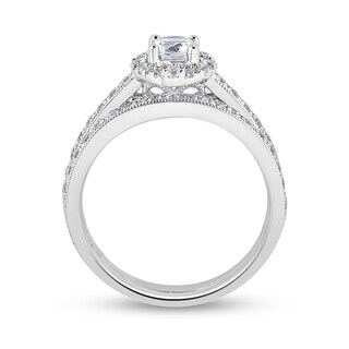 0.97 CT. T.W. Diamond Scallop Edge Frame Bridal Set in 14K White Gold