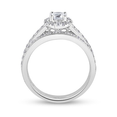0.97 CT. T.W. Diamond Scallop Edge Frame Bridal Set in 14K White Gold