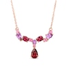 Thumbnail Image 1 of Multi-Shaped Garnet, Amethyst and Pink Tourmaline Scatter "Y" Necklace in 10K Rose Gold