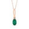 Oval Emerald and Diamond Accent Quartet Split Bail Pendant in 14K Rose Gold