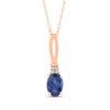 Thumbnail Image 1 of Oval Blue Sapphire and Diamond Accent Quartet Split Bail Pendant in 14K Rose Gold