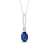 Thumbnail Image 0 of Oval Blue Sapphire and Diamond Accent Quartet Split Bail Pendant in 14K White Gold