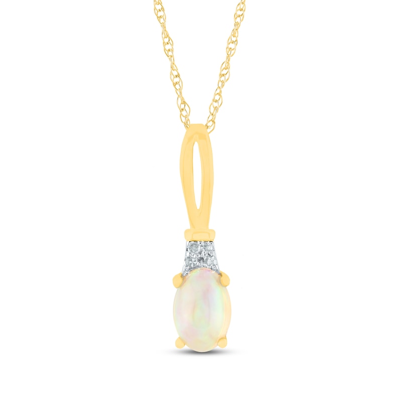 Oval Opal and Diamond Accent Quartet Split Bail Pendant in 14K Gold