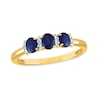 Thumbnail Image 0 of Oval Blue Sapphire and 0.08 CT. T.W. Diamond Three Stone Ring in 14K Gold