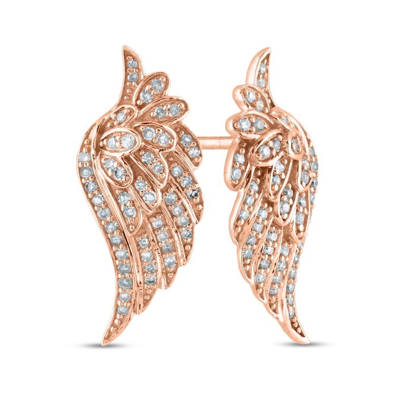 Main Image 1 of 0.25 CT. T.W. Diamond Angel Wings Stud Earrings in 14K Rose Gold