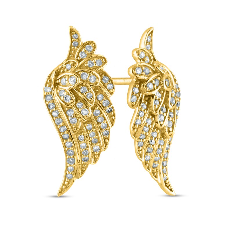Main Image 1 of 0.25 CT. T.W. Diamond Angel Wings Stud Earrings in 14K Gold