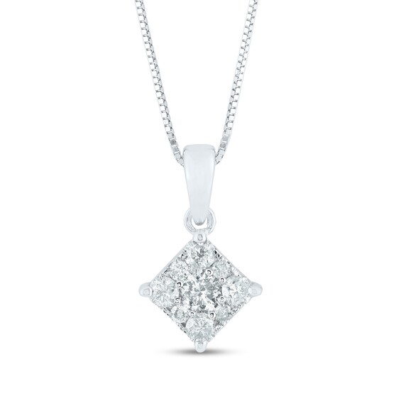 0.50 CT. T.W. Composite Diamond Tilted Square Pendant in 10K White Gold