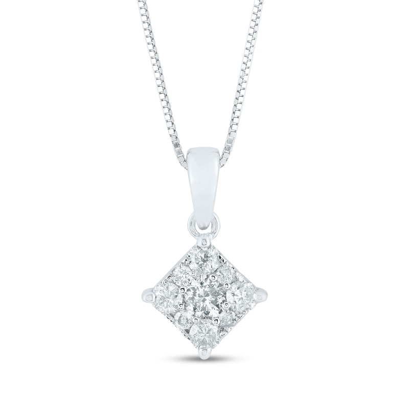 0.50 CT. T.W. Composite Diamond Tilted Square Pendant in 10K White Gold