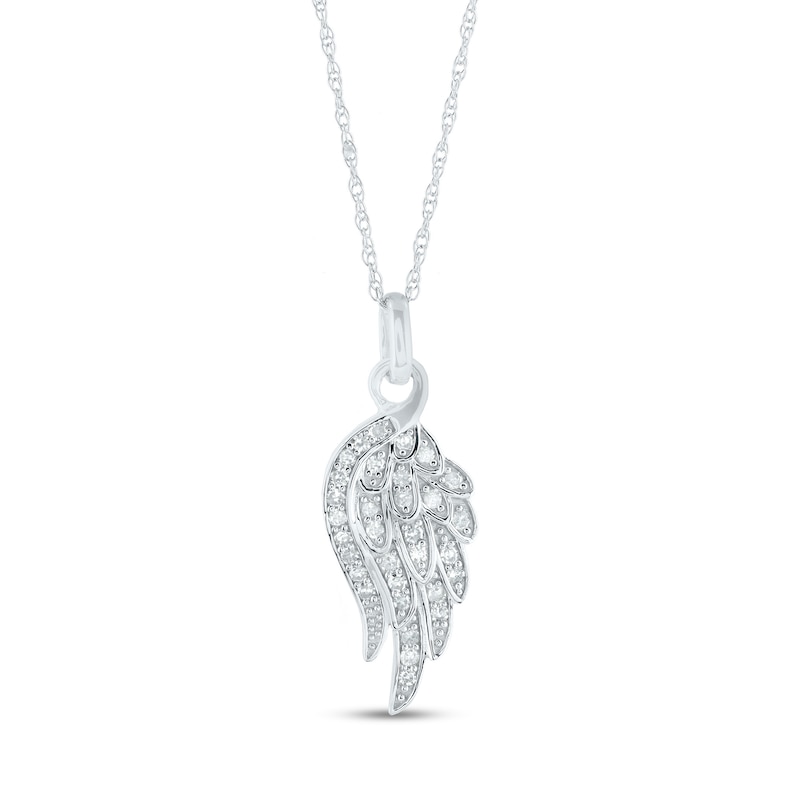 0.17 CT. T.W. Diamond Angel Wing Pendant in 14K Gold