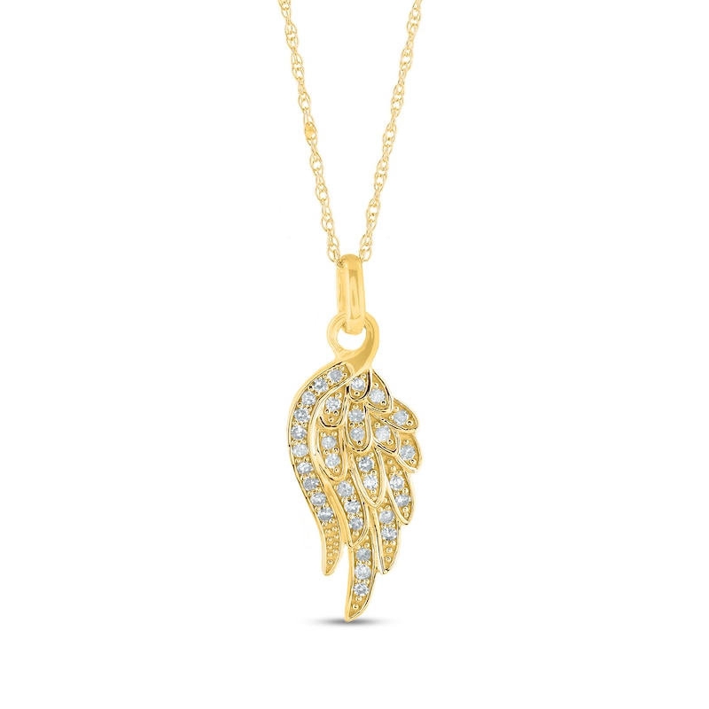 0.17 CT. T.W. Diamond Angel Wing Pendant in 14K Gold
