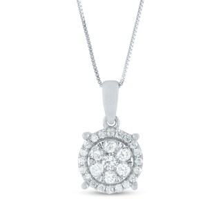 0.21 CT. T.W. Composite Diamond Frame Pendant in 14K White Gold