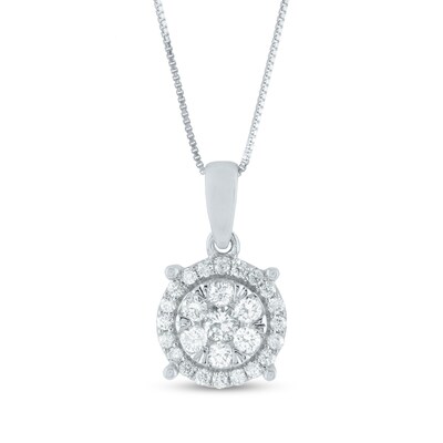 0.21 CT. T.W. Composite Diamond Frame Pendant in 14K White Gold