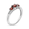 Princess-Cut Garnet and Diamond Accent Three Stone Ring in 10K White Gold
