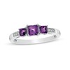 Thumbnail Image 1 of Princess-Cut Amethyst and Diamond Accent Three Stone Ring in 10K White Gold