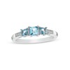 Thumbnail Image 1 of Princess-Cut Swiss Blue Topaz and Diamond Accent Three Stone Ring in 10K White Gold