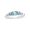 Thumbnail Image 0 of Princess-Cut Swiss Blue Topaz and Diamond Accent Three Stone Ring in 10K White Gold