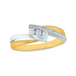 0.20 CT. T.W. Diamond Bypass Trio Ring in 10K Two-Tone Gold