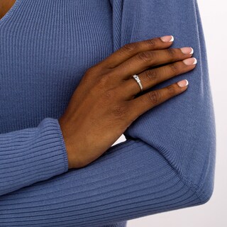 Princess-Cut Aquamarine and Diamond Accent Three Stone Ring in 10K White Gold