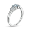 Princess-Cut Aquamarine and Diamond Accent Three Stone Ring in 10K White Gold