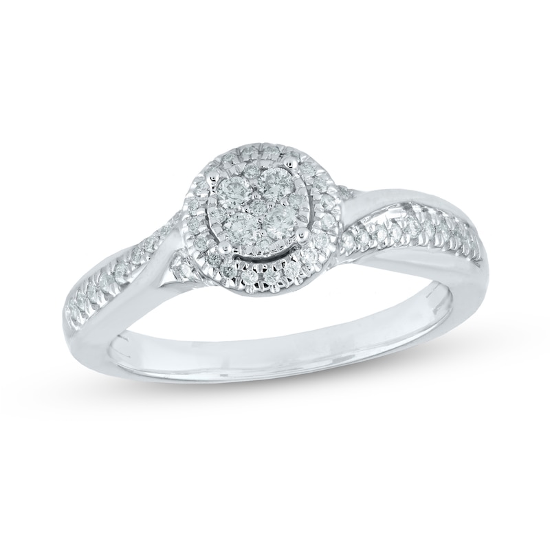 0.25 CT. T.W. Composite Diamond Frame Twist Shank Ring in 10K White Gold|Peoples Jewellers