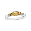 Thumbnail Image 0 of Princess-Cut Citrine and Diamond Accent Three Stone Ring in 10K White Gold