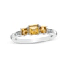 Princess-Cut Citrine and Diamond Accent Three Stone Ring in 10K White Gold