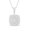 1.00 CT. T.W. Composite Cushion-Shaped Diamond Double Frame Pendant in 10K White Gold