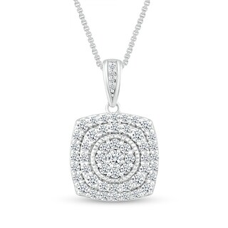 1.00 CT. T.W. Composite Cushion-Shaped Diamond Double Frame Pendant in 10K White Gold