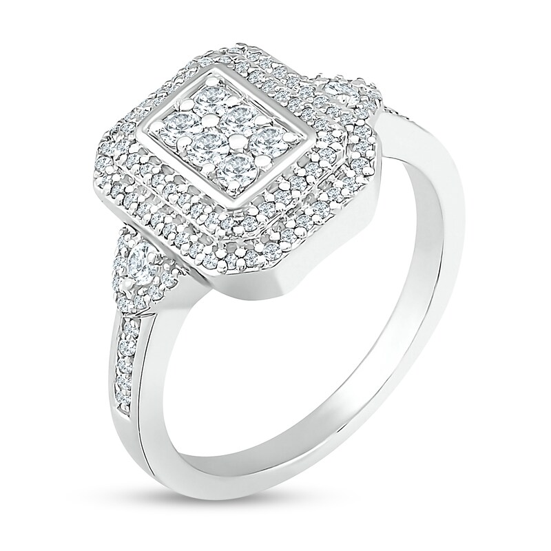 Main Image 2 of 0.50 CT. T.W. Composite Diamond Double Rectangular Frame Ring in 10K White Gold