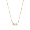 Thumbnail Image 1 of Baguette Aquamarine Solitaire Necklace in 10K Gold