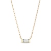 Thumbnail Image 0 of Baguette Aquamarine Solitaire Necklace in 10K Gold