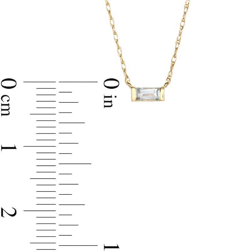 Baguette Aquamarine Solitaire Necklace in 10K Gold