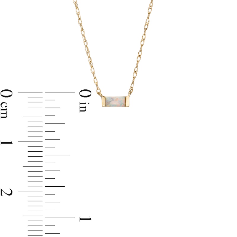 Main Image 4 of Baguette Opal Solitaire Necklace in 10K Gold