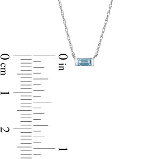 Baguette Swiss Blue Topaz Solitaire Necklace in 10K White Gold