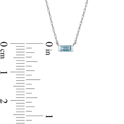 Baguette Swiss Blue Topaz Solitaire Necklace in 10K White Gold