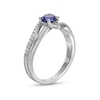 Thumbnail Image 2 of 5.0mm Lab-Created Blue and White Sapphire Bypass Split Shank Ring in Sterling Silver