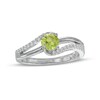 Thumbnail Image 1 of 5.0mm Peridot and White Lab-Created Sapphire Bypass Split Shank Ring in Sterling Silver
