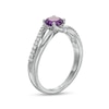 Thumbnail Image 2 of 5.0mm Amethyst and White Lab-Created Sapphire Bypass Split Shank Ring in Sterling Silver