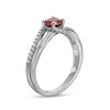 5.0mm Garnet and White Lab-Created Sapphire Bypass Split Shank Ring in Sterling Silver