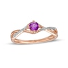 Thumbnail Image 1 of 4.0mm Amethyst and 0.04 CT. T.W. Diamond Criss-Cross Split Shank Ring in 10K Rose Gold