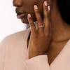 Thumbnail Image 2 of 4.0mm Amethyst and 0.04 CT. T.W. Diamond Criss-Cross Split Shank Ring in 10K Rose Gold