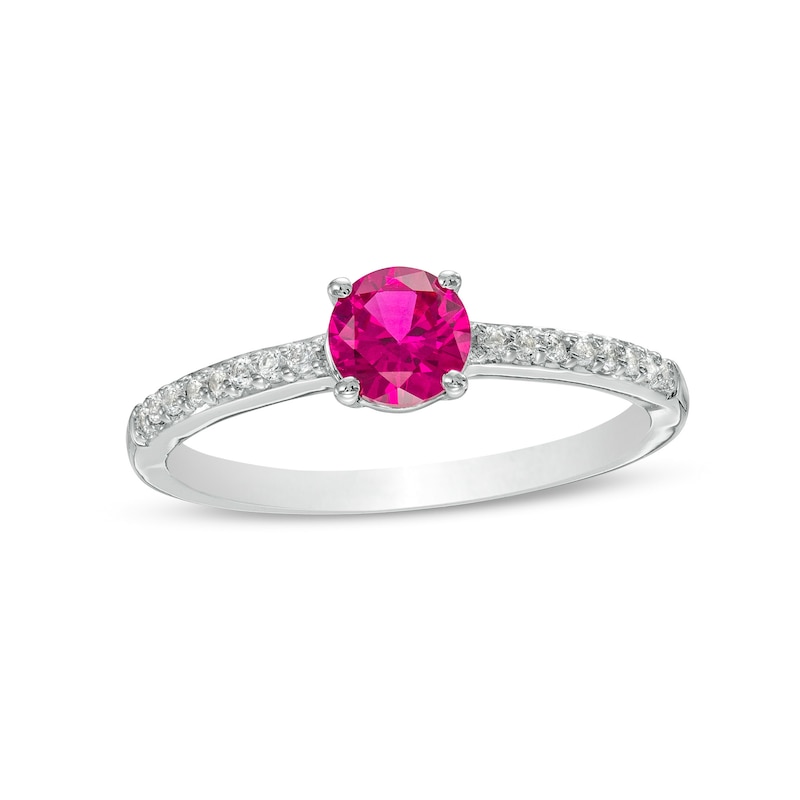 5.0mm Lab-Created Ruby and White Sapphire Ring in Sterling Silver