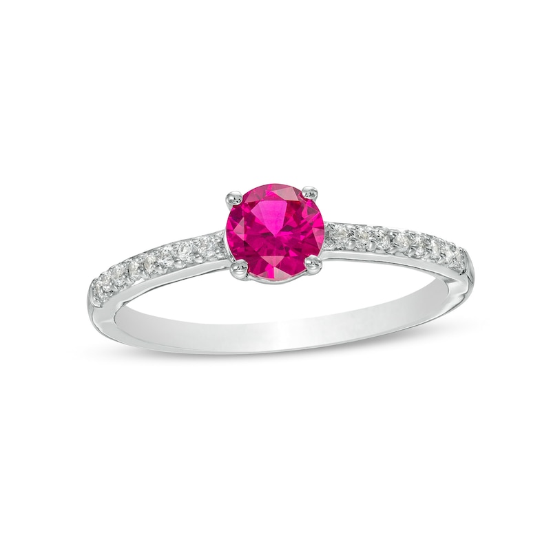 5.0mm Lab-Created Ruby and White Sapphire Ring in Sterling Silver|Peoples Jewellers