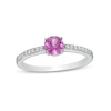 Thumbnail Image 0 of 5.0mm Lab-Created Pink and White Sapphire Ring in Sterling Silver