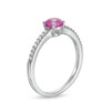 Thumbnail Image 2 of 5.0mm Lab-Created Pink and White Sapphire Ring in Sterling Silver