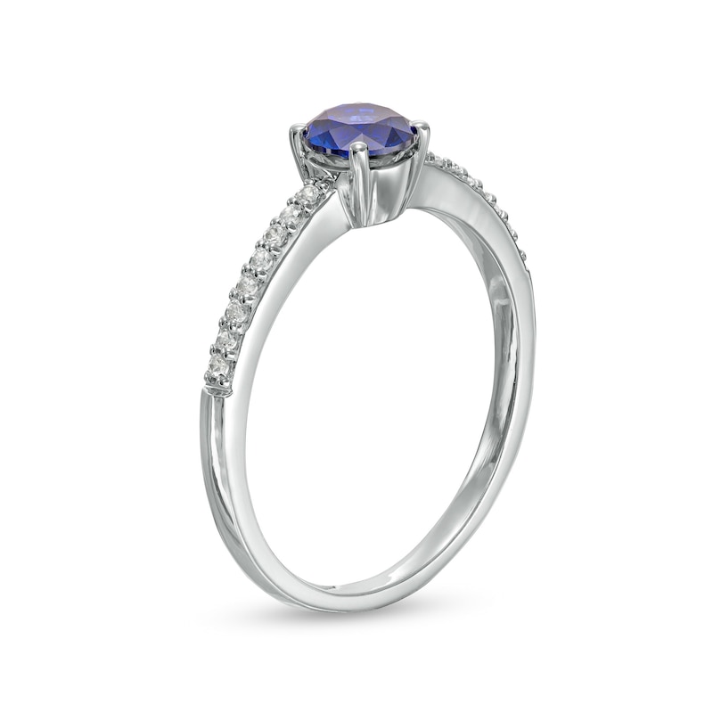 Main Image 3 of 5.0mm Lab-Created Blue and White Sapphire Ring in Sterling Silver