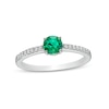 Thumbnail Image 0 of 5.0mm Lab-Created Emerald and White Sapphire Ring in Sterling Silver